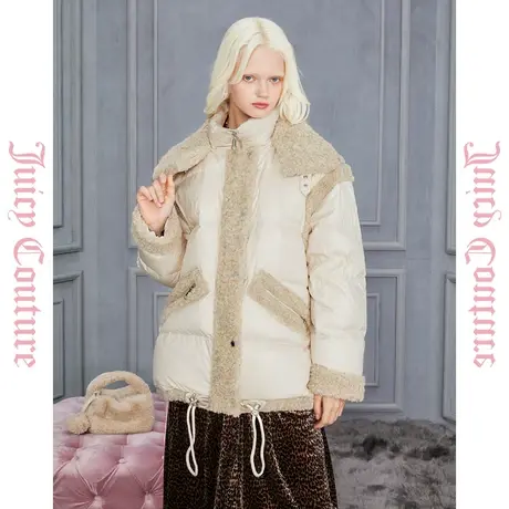 Juicy Couture橘滋2023新款毛茸茸拼接女式品牌羽绒服反季商品大图