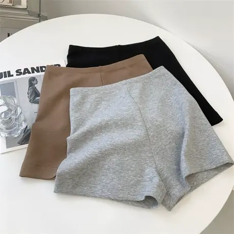高腰弹力搭配短裤女可外穿可内搭纯色修身显瘦运动热裤瑜伽短裤潮商品大图