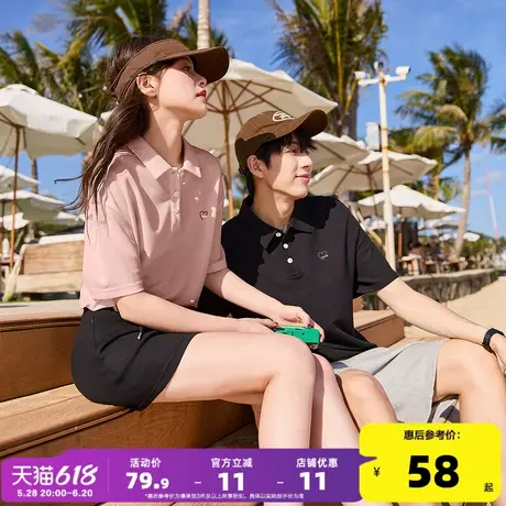 唐狮2025年春夏季新款情侣短袖polo宽松黑色显瘦女T恤今年流行px商品大图