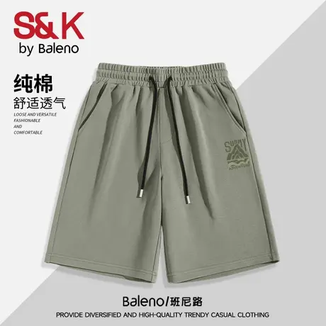 班尼路S&K系列纯棉运动短裤男2025夏季新款山系宽松直筒五分裤子A图片