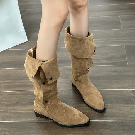 永希气质显瘦长靴女2023新款夏季爆款靴子时尚不过膝复古风长筒靴图片