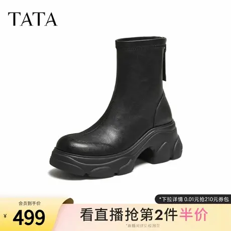 TATA他她喵爪靴子女高跟时装靴休闲加绒马丁靴厚底短靴CEG07DZ5商品大图