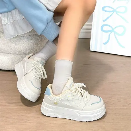 人本厚底小白鞋女款2025夏季新款增高板鞋小众软底休闲运动鞋子女商品大图