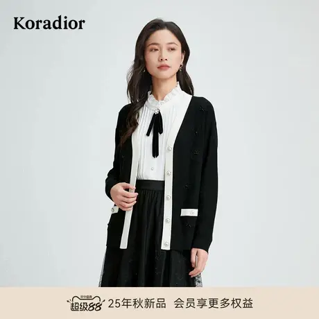 珂莱蒂尔商场同款秋季款绵羊毛气质香风针织衫女士上衣商品大图