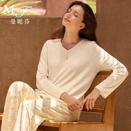 曼妮芬V领长袖长裤套装20320774商品大图