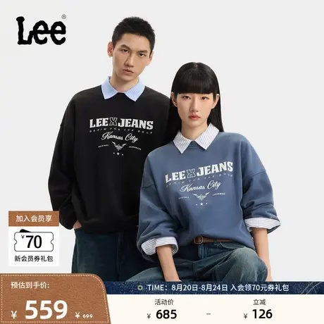 Lee25秋冬新品宽松版圆领印花Logo男女同款长袖卫衣LUT010845204图片
