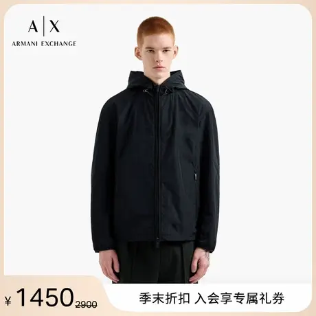 ARMANI EXCHANGE/阿玛尼男士连帽复古运动风纯色休闲夹克外套官方图片