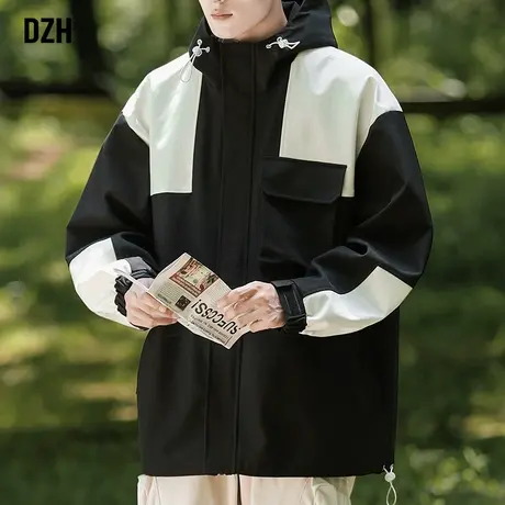 男士防风冲锋衣男款高级感登山外套春秋高级感痞帅连帽工装夹克衫商品大图