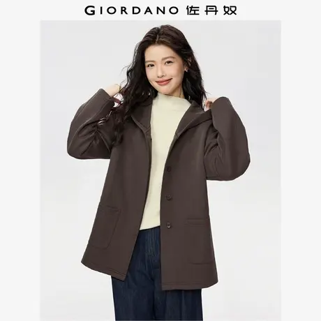 佐丹奴外套女装连帽暗门筒双口袋针织休闲外套 13375790商品大图
