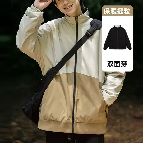 男士防风防水冲锋衣男2023新款秋季两面穿摇粒绒外套休闲运动夹克商品大图