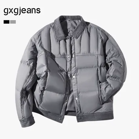 gxg.jeans男装 多色牛仔拼接保暖翻领羽绒服外套 25年冬新品商品大图