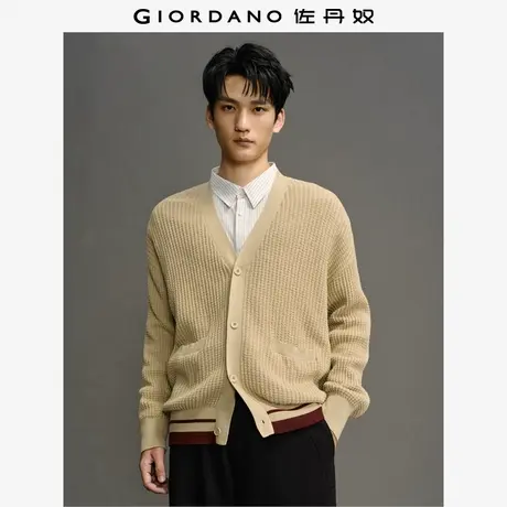 GC2025秋冬新款针织衫男纯棉美式风撞色宽松V领针织开衫12055604商品大图
