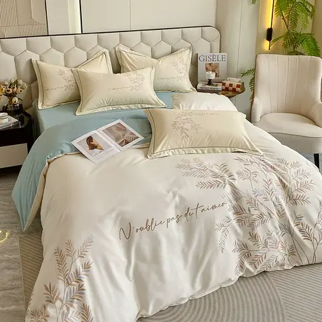 恒源祥全棉磨毛四件套纯棉被套床单款四季通用单人学生宿舍三件套商品大图