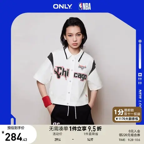 【买5免1】ONLY奥莱2023夏季新款NBA联名款潮酷休闲短袖宽松衬衫商品大图