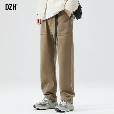 男生卡其色裤子男款美式高街秋季2023新款休闲裤直筒宽松长裤百搭商品大图