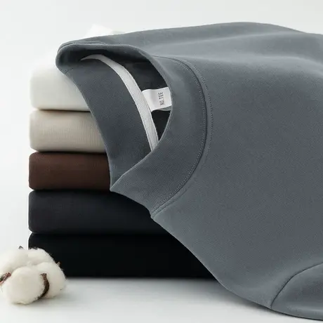 450g重磅t恤男士长袖半高领秋冬加绒加厚中领打底衫内搭秋衣小衫商品大图