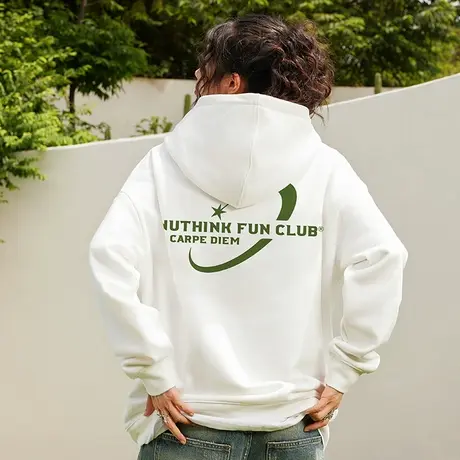 Nuthink美式字母连帽卫衣潮牌男潮重磅420g潮流大码宽松情侣外套图片