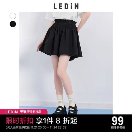 乐町高腰黑色休闲短裤女阔腿裤设计感A字宽松中短裤夏季新款裙裤商品大图