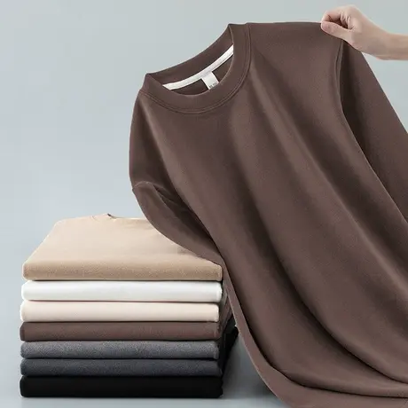 男士长袖t恤秋冬季双面绒德绒内搭打底衫潮流秋季上衣服保暖秋衣商品大图