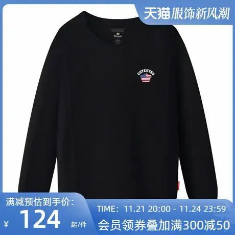 Ohlyah品牌休闲宽松套头加绒厚卫衣男女大码简约百搭显瘦黑色外套图片