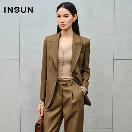 INSUN恩裳线上专选冬季羊毛斜纹戗驳领西装外套商品大图