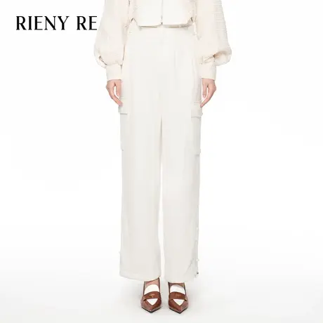 RIENYRE阔腿裤女春夏白色休闲百搭运动直筒裤时尚工装裤宽松长裤商品大图