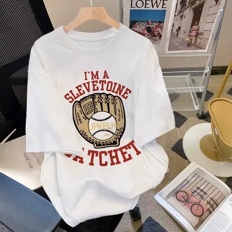 美式复古t恤女新款hiphop小个子ins潮短袖夏大码宽松显瘦纯棉上衣图片