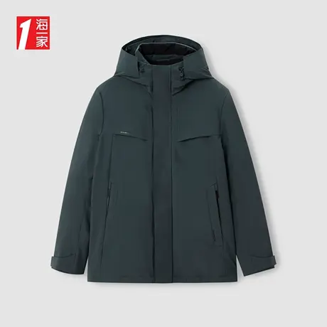 海一家基础款连帽保暖外套简约大方日常休闲青春活力羽绒服男图片