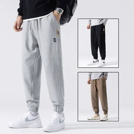 加肥加大码胖子灰色运动卫裤男士束脚宽松休闲长裤子春季春秋冬款商品大图