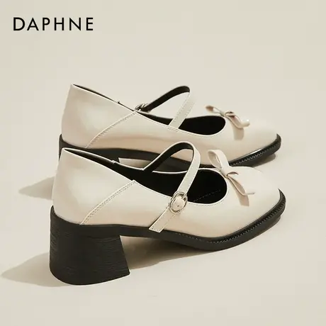 达芙妮法式玛丽珍鞋女复古2022年新款一字带高跟鞋日系jk小皮鞋女商品大图