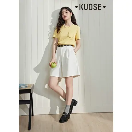 阔色白色西装裤女2023新款夏季高腰直筒显瘦五分裤休闲短裤子图片