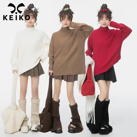 【3色】纯色半高领毛衣女内搭外穿2023早春新红色套头打底针织衫商品大图