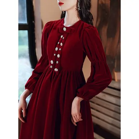 敬酒服新娘2023新款秋冬季结婚礼服女长袖加厚平时可穿孕妇遮肚子商品大图