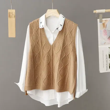 2024早春新款针织马甲背心女外穿小个子毛衣马夹叠穿坎肩无袖上衣商品大图