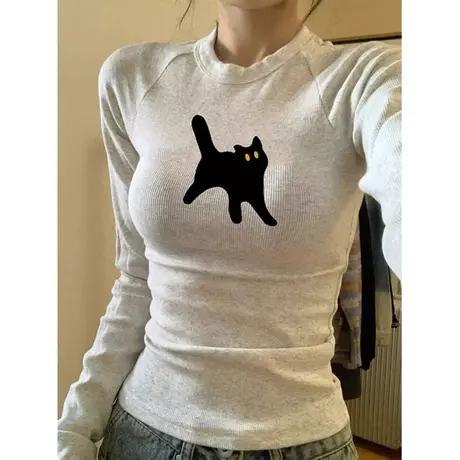 小个子短款打底衫女早春秋装修身内搭长袖T恤辣妹紧身纯欲上衣潮商品大图