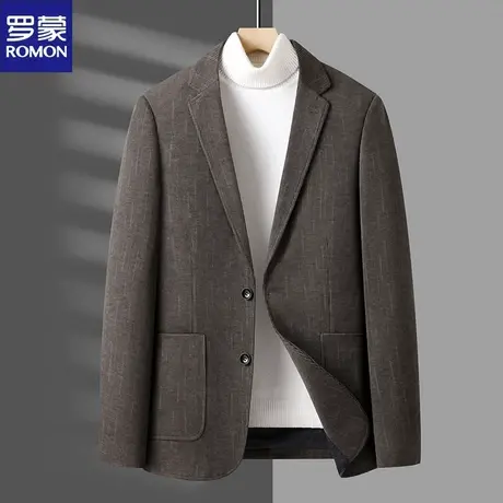 罗蒙秋冬新款男士西装商务休闲厚款中青年西服时尚爸爸装单件外套图片