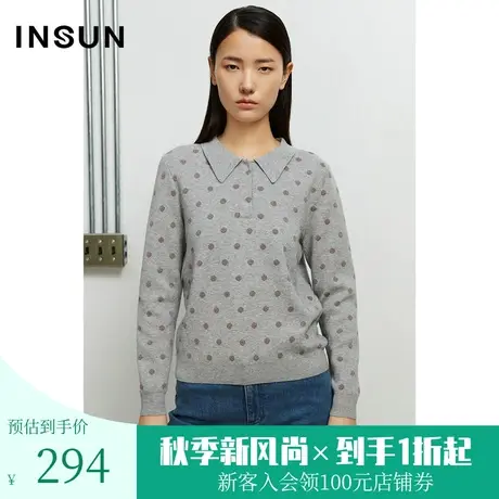 恩裳春秋季经典潮流波点设计翻领套头毛针织衫商品大图