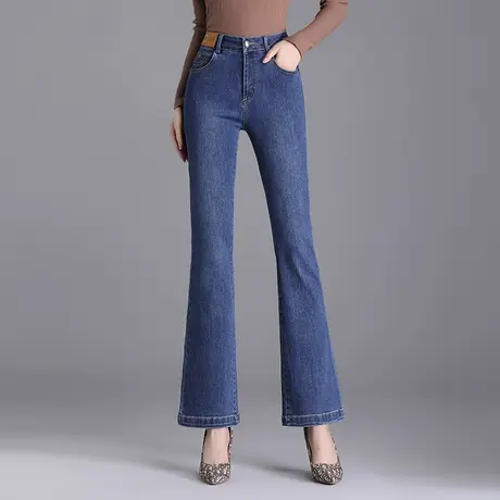 时尚微喇牛仔裤女秋季2023新款通勤修身气质长裤休闲裤显瘦喇叭裤图片