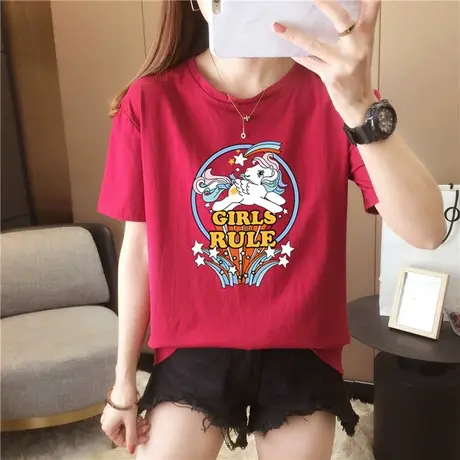 白色t恤女短袖夏2023年新款春秋纯棉宽松体恤打底衫内搭半袖上衣商品大图