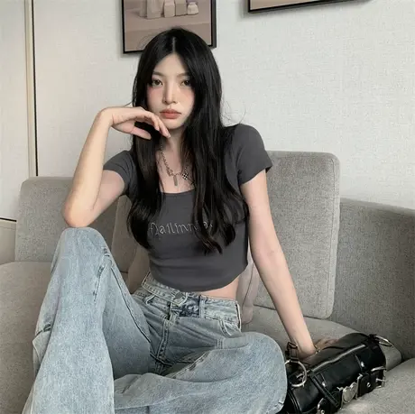 夏季韩版2023新款修身显瘦短款小个子150短袖T恤上衣女夏打底衫商品大图