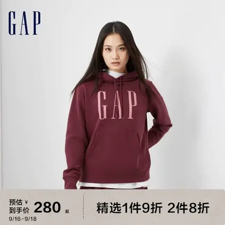 Gap女装秋季2023新款LOGO运动碳素软磨抓绒卫衣809238休闲连帽衫图片