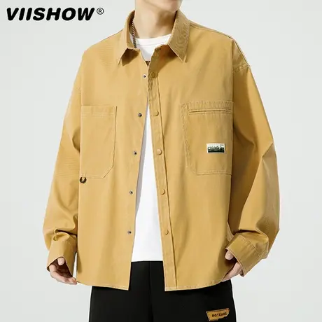 VIISHOW工装衬衫男款秋长袖男士潮流复古翻领休闲痞帅衬衫男外套图片