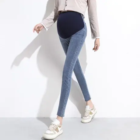 孕妇牛仔裤秋冬外穿加绒加厚保暖棉裤黑色托腹打底小脚孕妇裤春秋商品大图