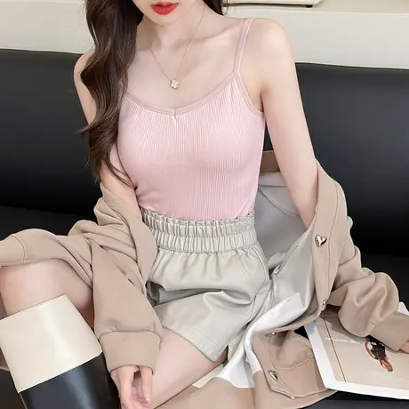 唐狮秋冬季吊带背心女生加绒内搭无袖针织上衣背心吊带小打底衫潮图片