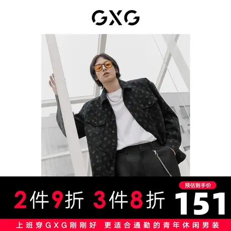 【预】GXG牛仔老花满印翻领长袖衬衫外穿时尚22年秋新品图片