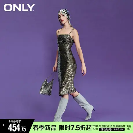 ONLY2024春季新款潮流时尚亮片中长款吊带连衣裙女|124161003图片