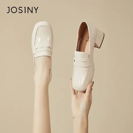 Josiny/卓诗尼厚底乐福鞋女2024年新款春季一脚蹬单鞋小皮鞋女鞋商品大图