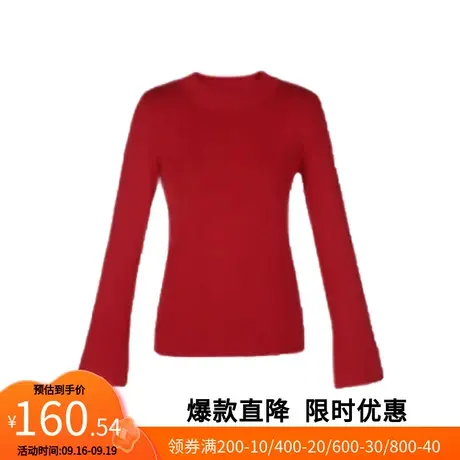 【艾格】休闲针织衫女2023春季新款长袖钉珠可爱风甜美修身上衣图片