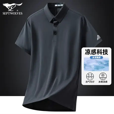 七匹狼狼族部落凉感冰丝短袖T恤男夏季无痕翻领宽松透气POLO衫男商品大图