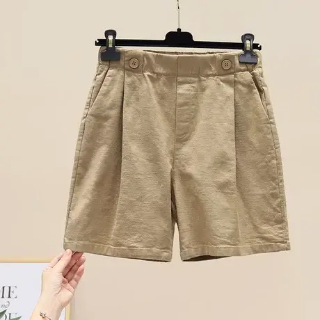 弹力棉五分裤女短裤2023夏季新高腰宽松直筒显瘦休闲A字阔腿裤子商品大图